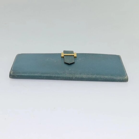 HERMES Bean Long Wallet Leather Blue - Picture 6 of 15